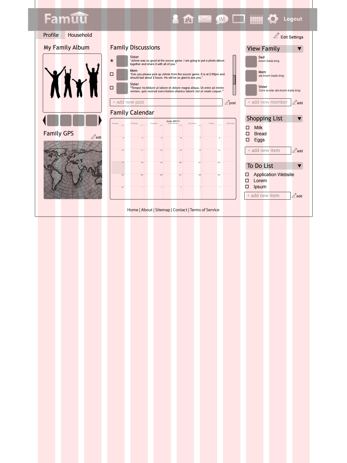 Famuu Household Wireframe