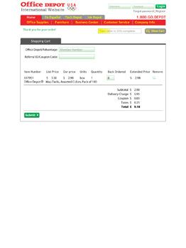 Office Depot Cart Form